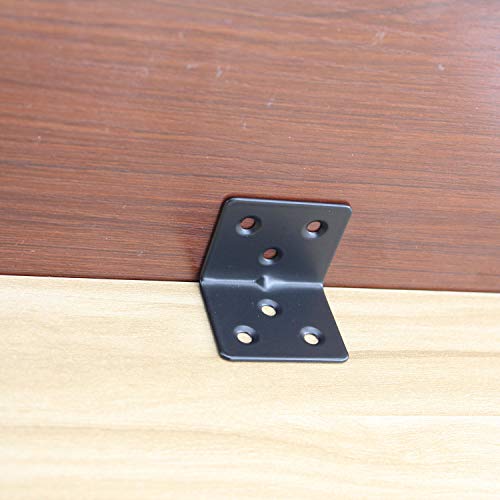 Heavy Duty Stainless Steel Corner Bracket,ULIFESTAR L Shaped Shelf Bracket 90 Degree Corner Brace Large Joint Right Angle L Bracket for Furniture Wood Cabinets Shelves 8 Pack Black(38x30x30mm) - size: 38*30*30mm 6 Screw Holes