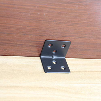 Heavy Duty Stainless Steel Corner Bracket,ULIFESTAR L Shaped Shelf Bracket 90 Degree Corner Brace Large Joint Right Angle L Bracket for Furniture Wood Cabinets Shelves 8 Pack Black(38x30x30mm) - size: 38*30*30mm 6 Screw Holes