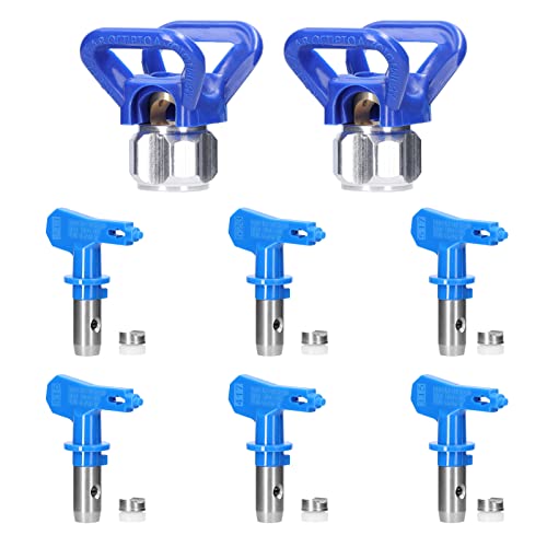 Weytoll 6pcs Sprayer Tips, Reversible Paint Spray Tips Kit, Airless Sprayer Nozzle Accessories with 6 Nozzle Seal and 2 Nozzle Seats (6 Pack Contains 211, 315, 417, 515, 517, 523)