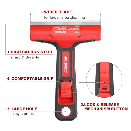 HAUTMEC Razor Blade Scraper Tool, 4" Wider Scraper Tool with 20 Extra Carbon Steel Blades, Razor Scraper for glass scraper, Adhesive, Label, Sticker from Window, Glass, Tile, Floor, Stove 25033 - style: 4" Wider