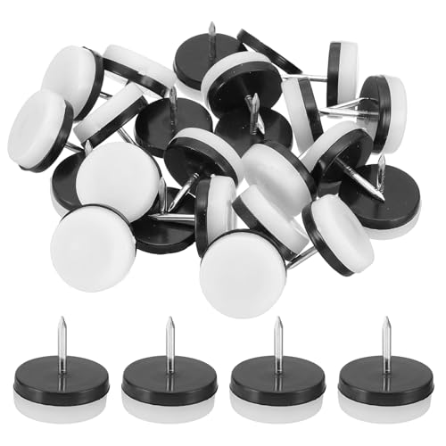 PATIKIL 1.1" Dia Chair Slides 24Pcs Nail on Furniture Glides White - color: White, size: 1.1"