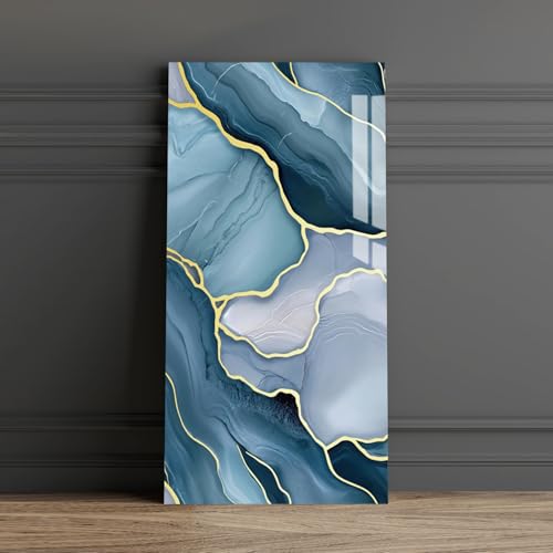 Haimin 3D Wall Panels Peel and Stick Marble Tile Look 10 Pack Waterproof - color: Blue Gold-010