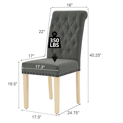 LOULENS Fabric Dining Chairs Set of 4, Upholstered Kitchen Chairs, Dark Grey - color: Dark Grey, size: Set of 4