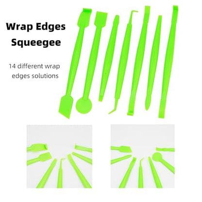 Umaki Vehicle Vinyl Wrap Tools Tinting Kit with 4in & 8.3in Plastic Felt Squeegee, Paper Cutter, 7in1 Green Mini Squeegee, Precise Knife and 2 Pairs Vinyl Wrap Gloves, Scratchless Application