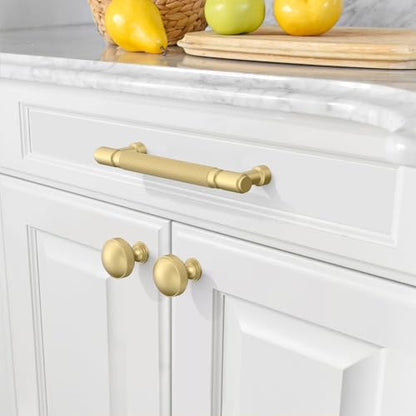 Amerdeco 10 Pack Brushed Gold knurled Cabinet Knobs - color: Brushed Gold, size: Knob