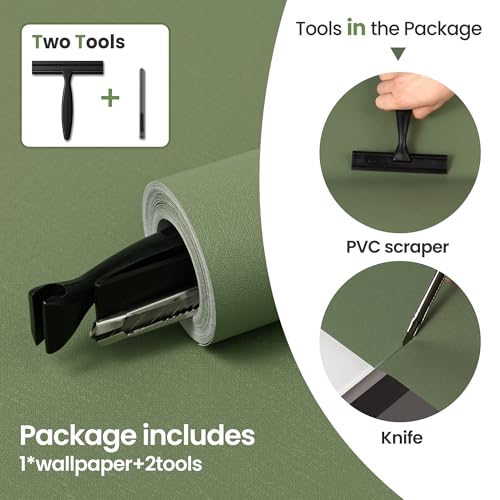 Green Contact Paper Peel and Stick Wallpaper with Tools Modern Removable - color: Green, size: 17.7" x 236.2"
