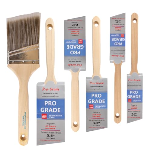 Pro Grade Angle Paint Brushes, Paint Brush Set for Trim & Walls, 6 Pc