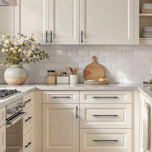 Amerdeco 10 Pack 5 Inch 128mm Matte Black Cabinet Pulls Zinc Alloy Heavy Duty Modern Kitchen Cabinet Handles Drawer Pulls Hardware for Cabinets Cupboard Dresser Wardrobe ZH0087 - color: Matte Black, size: 5"/128mm Hole Center