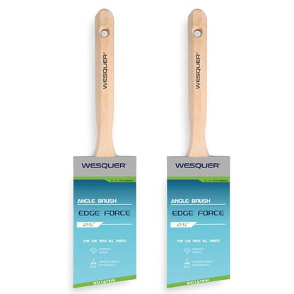 Wesquer Angled Paint Brush 2.5 Inch 2 Pack, Professional Paint Brushes for Walls, Furniture, Cabinets & Edges - No Shedding Synthetic Bristles, Comfort Wood Handle for Oil & Latex Paint