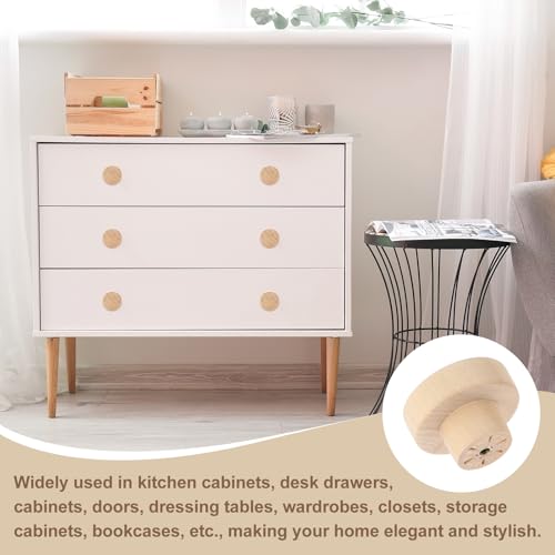 uxcell 6Pcs Round Wood Drawer Knob, 1 5/8" Diameter Flat Round Dresser Knobs Wooden Knobs with Screws for Furniture Drawer Dresser Wardrobe Cupboard - size: 1 5/8"