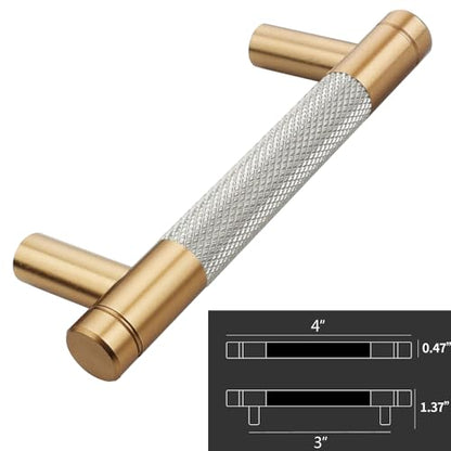 12 Pack 3 Inch 76 mm Bronze and Nickel Knurled Cabinet Handles Cabinet Pulls Aluminum Handles Knurled Drawer Pulls Oxidation Finish with Diamond Pattern 4" Length (3" Hole Center) - color: PBronze and Nickel, size: 3 Inch