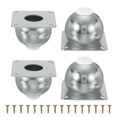 uxcell Legs for Furniture Set of 4, Heavy Duty Metal Sphere Furniture Feet with Rubber Pads for Dresser, Sofa, Tables, Bed and Cabinet(2.36", Silver) - color: Silver, size: 2.36"