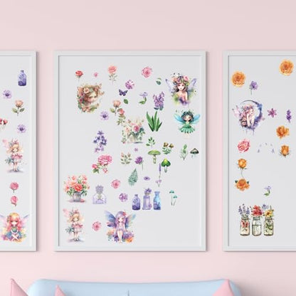 Wxiben 12 Pcs Fairy Flower Rub on Transfers for Crafts and Furniture - style: Fairy