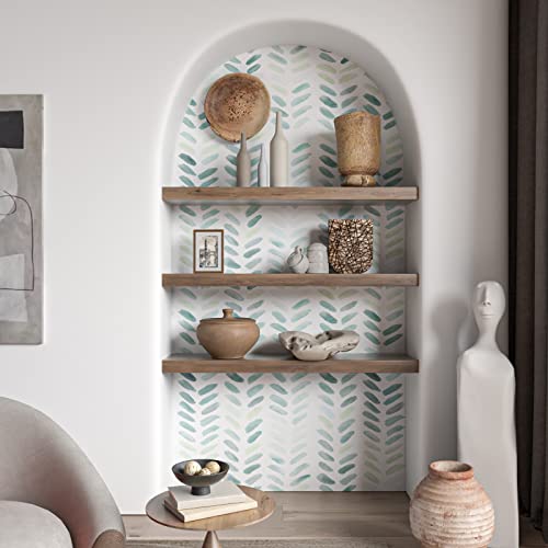 Sevalo Green White Peel and Stick Wallpaper Boho Contact Paper 17.3”×78.7” - color: green and white, size: 17.3" x 78.8"