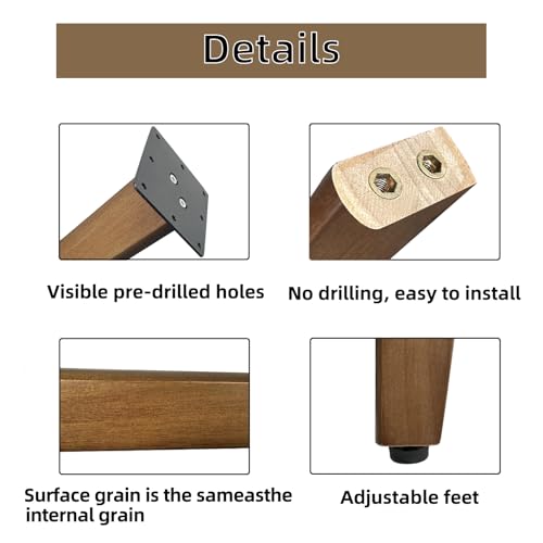 QLLY 26 Inch Solid Wood Table Legs, Wood Furniture Replacement Leg, Walnut - color: Walnut, size: 26"