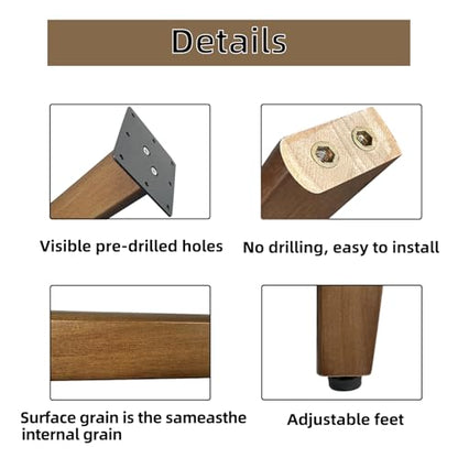 QLLY 26 Inch Solid Wood Table Legs, Wood Furniture Replacement Leg, Walnut - color: Walnut, size: 26"