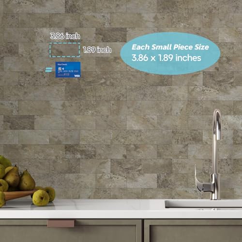 STICKGOO 10-Sheet Subway Tile Peel and Stick Backsplash, Rust Slate - color: Rust Slate