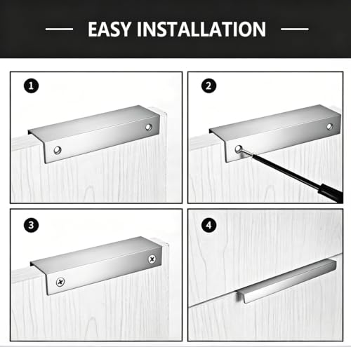3.15 Inch Finger Pull 6Pcs, 2.52 Inch Hole Centers, Aluminum Alloy, Silver - color: Silver, size: 80mm/3.15", style: Straight Edge