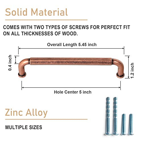 Goo-Ki 6 Pack 5 Inch （128mm） Hole Center Cabinet Pulls Antique Copper Zinc Alloy Kitchen Drawer Pulls Drawer Handles 5.4 Inch Length 2201-AC-128 - color: Antique Copper, size: 5 Inch Hole Centers