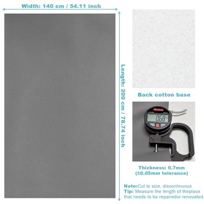 Grey Faux Leather Fabric 79"×55" Smooth Grain Upholstery Vinyl - color: Gray Smooth Grain, size: 79"x55" (200cm x 140cm)