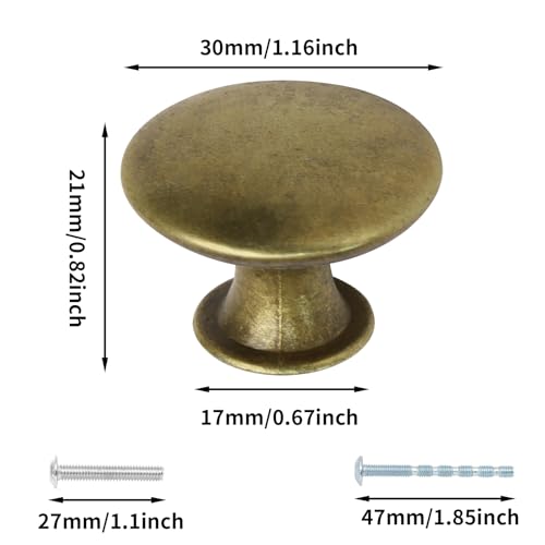 24 Pcs 30mm, Antique Brass Kitchen Cabinet Knobs - color: Antique Brass, size: 24 Pcs