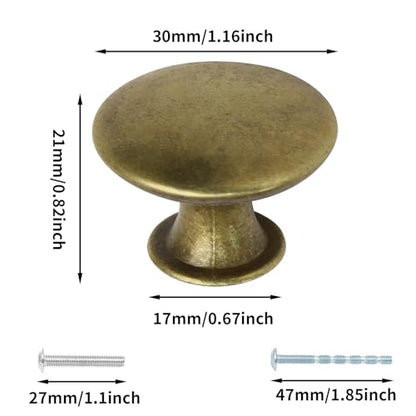 24 Pcs 30mm, Antique Brass Kitchen Cabinet Knobs - color: Antique Brass, size: 24 Pcs