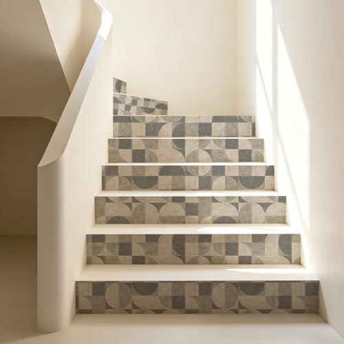 Chunlei Peel and Stick Wallpaper, Grey Beige Mid-Century Geometric Pattern, 118in x 17.7in, Waterproof Vinyl, Removable Reusable, Eco-Friendly, for Bedroom Living Room Rental Apartment - color: Beige04, size: 17.7" x 118.1"
