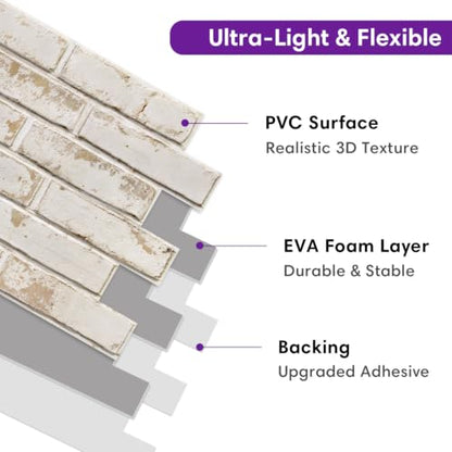 3D Peel and Stick Faux Brick Wall Panels 15.7" x 11.8" 10-Pack - color: BRICK-K