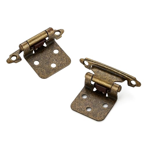 Antique Brass Cabinet Hinges, 1/2 Inch Overlay, 2 Pack(1 Pairs) - color: Antique Brass