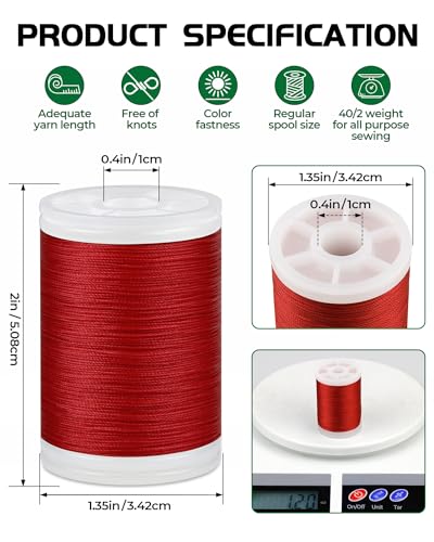 330 Yards FIVEIZERO Extra Strong Upholstery Thread,Red Bonded Nylon Thread for Denim Leather,Craft,Machine,DIY and Home (2 Pack) CJ - color: Red