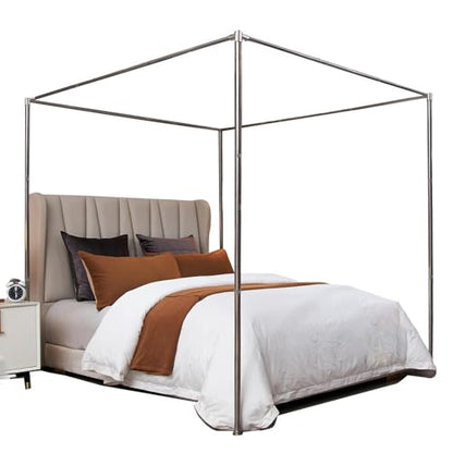 Canopy Bed Frame Full, Stainless Steel Four Corner Bed Canopy Poles Mosquito Net Frame Bracket Fit for Metal Bed Wood Bed, Stainless Steel Canopy Bed Frame Full Size - size: 78"W x 53"L (Pack of 1)
