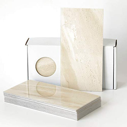 BeNice Peel and Stick Tile Backsplash Bathroom Beige 23pcs - color: Beige