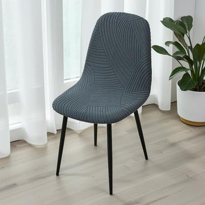 HAOYONG Modern Dining Chair Covers Printed Shell Chair Cover Lounge Armless Chair Cover Stretchable Slipcovers for Kitchen, Office, Dining Room and Living Room(Set of 2) - color: Dark Grey, size: 2 PCS