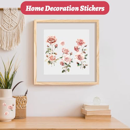 Flowers Rub On Transfers for Furniture and Crafts, 3pcs Pink Rose Flowers Transfers Stickers Waterproof Decals for Bookcase Wardrobe DIY Home Door - color: Pink Roses