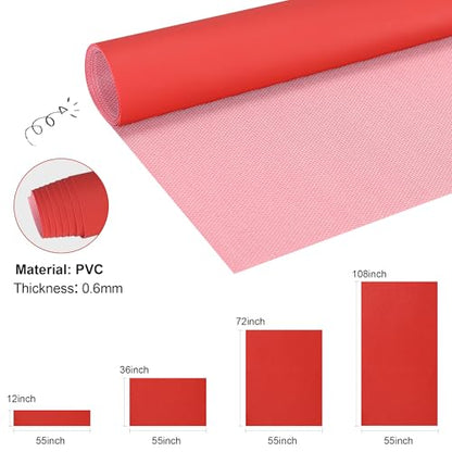 Faux Leather, Marine Vinyl PVC Leather for DIY Upholstery, Sofa Car Boat Seat Repair, Waterproof & Easy to Clean, Red (3 Yd 55x108 Inch) - color: Red, size: 3Yd (55x108inch)