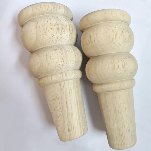 Unfinished Wood Furniture Legs, 6 Inch Decorative Sofa Cabinet Legs with Mounting Plates, Natural Wooden Replacement Feet, Set of 4 (6 Inch)