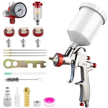 R500 LVLP Air Spray Gun Premium Kit with 1.3/1.5/1.7mm Nozzle - size: R500 Premium Kit