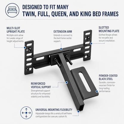 Adjustable Headboard Brackets for Metal Bed Frame w/ Dual Bilateral Plates
