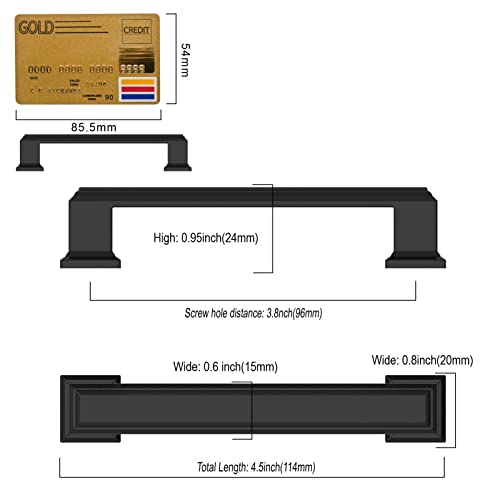 Amerdeco 10 Pack Matte Black Cabinet Pulls 3-3/4 Inch(96mm) Hole Center Cabinet Hardware Kitchen Cabinet Handles for Bathroom Drawer Pulls Dresser Pulls ZH0001 - color: Matte Black, size: 3.75" hole center, style: 10 Pack