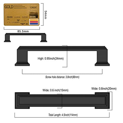 Amerdeco 10 Pack Matte Black Cabinet Pulls 3-3/4 Inch(96mm) Hole Center Cabinet Hardware Kitchen Cabinet Handles for Bathroom Drawer Pulls Dresser Pulls ZH0001 - color: Matte Black, size: 3.75" hole center, style: 10 Pack