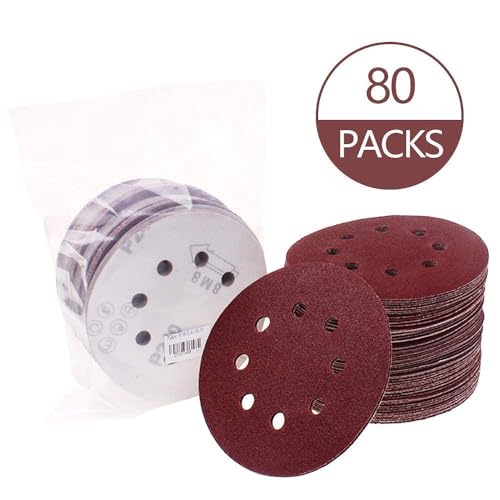 Drill Sanding Attachment, 80PCS 5 Inch Sanding Discs for Drill