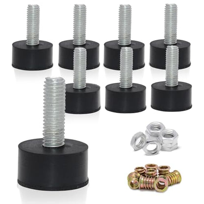 M8 Rubber Adjustable Furniture Leveler，8 Pack Leveling Feet Screws in Threaded, Feet Levelers Screw On Furniture Glide Leveling for Table, Chair, Furniture Legs - size: M8 Thread, 8 Pack