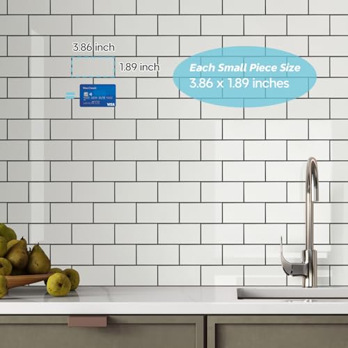 STICKGOO Peel and Stick Backsplash on Subway Tile, Polished White - color: White