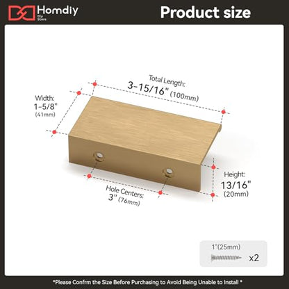 homdiy 10 Pack 3inch(76mm) Champagne Bronze Edge Finger Pulls Cabinet Handles for Kitchen Cabinets Drawers Dresser Concealed Mount Flat Hardware Aluminum Alloy 5 Inch - color: Champagne Bronze, size: 3in Hole Centers