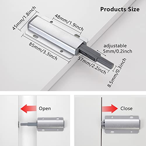 Push to Open Door Latch, 10 Pack Magnetic Push Latches, Adhesive Heavy Duty Touch Latch Hardware for Push to Open, Magnetic Door Catch for Cabinet Drawer Wardrobe Kitchen Door - size: Single Push Catch