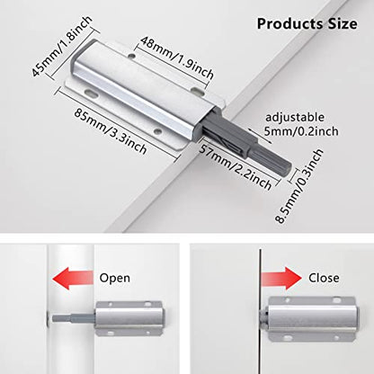 Push to Open Door Latch, 10 Pack Magnetic Push Latches, Adhesive Heavy Duty Touch Latch Hardware for Push to Open, Magnetic Door Catch for Cabinet Drawer Wardrobe Kitchen Door - size: Single Push Catch
