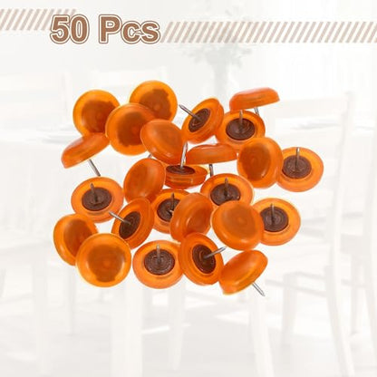 uxcell 50pcs Furniture Glides 21mm Round - Plastic with Nail, Orange - color: Orange