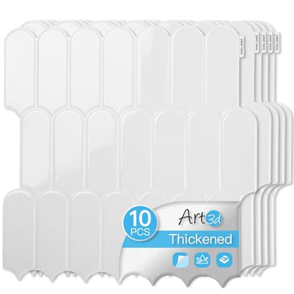 Art3d 10-Pack Arrowhead Design Wall Tile, Peel and Stick Backsplash, White - color: White
