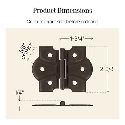 Antique Brass Butterfly Hinges with Removable Pin - Pack of 2 - Surface Mount Cabinet Door Hinges - UA-261-HAB (1) - color: Antique Brass