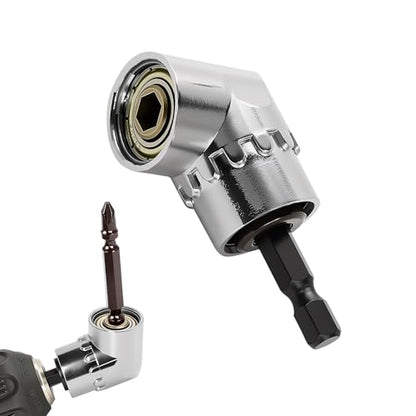 Right Angle Drill Driver, 105 Degree Adapter for Electric Drill, Screwdriver, and DIY Home Projects Silver - color: Silvery